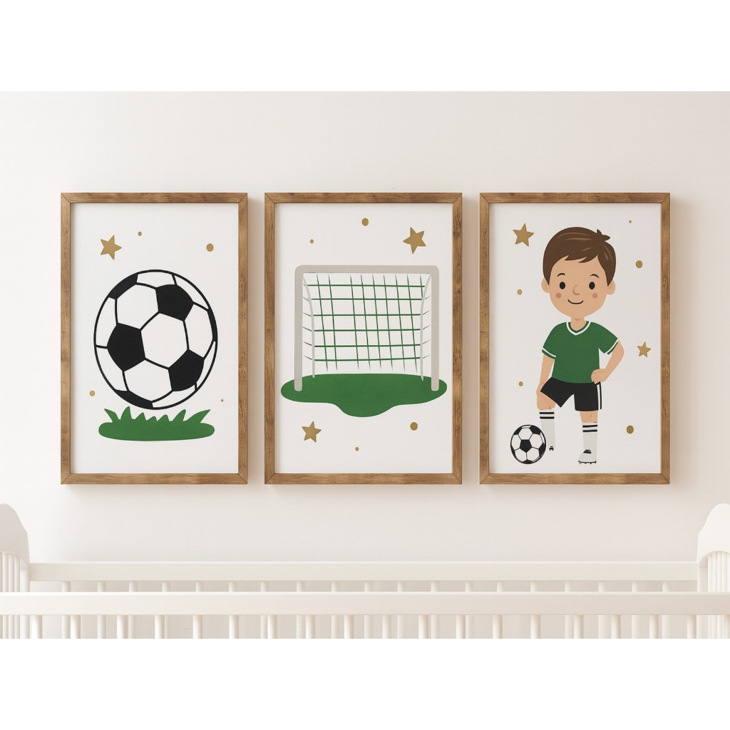 Quadros Decorativos Quarto Infantil Futebol Jogador Menino Decoração Placas Bebe Moldura Brinquedoteca em Oferta na Shopee