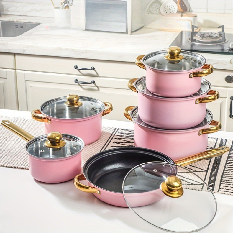 Kit 6 panelas + talheres em aço inox conjunto 18 peças antiaderente
