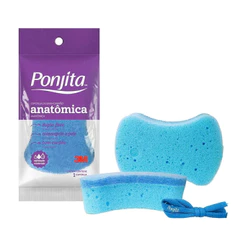 Esponja de Banho Anatômica Ponjita - Grátis Esponja Facial - CORES SORTIDAS