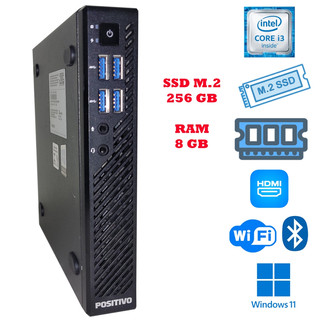 Mini Cpu Positivo Master C600 Core I3-6300T Memoria RAM 8Gb Ssd M.2 256Gb