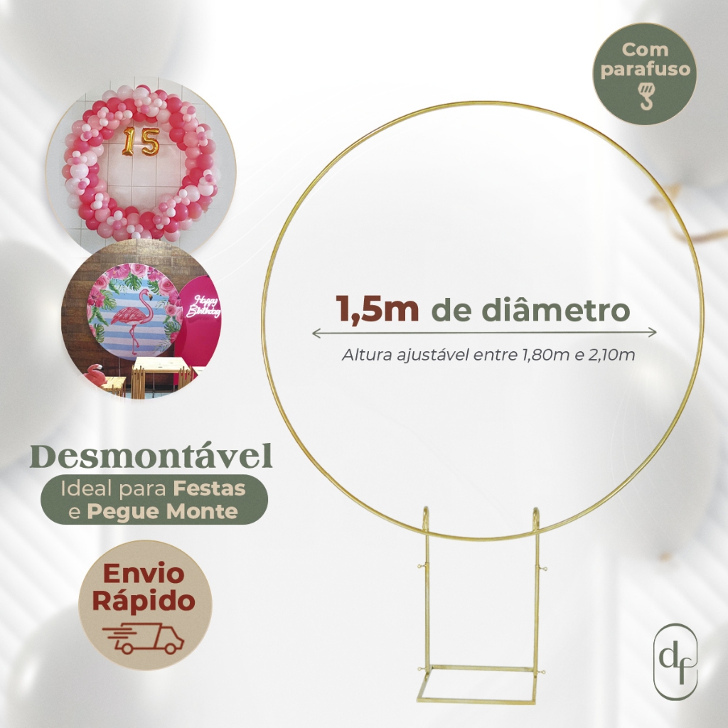 Estrutura para Painel Arco Redondo Suporte Desmontável 1,5m Para Decoração de Festas Pegue Monte em Oferta na Shopee