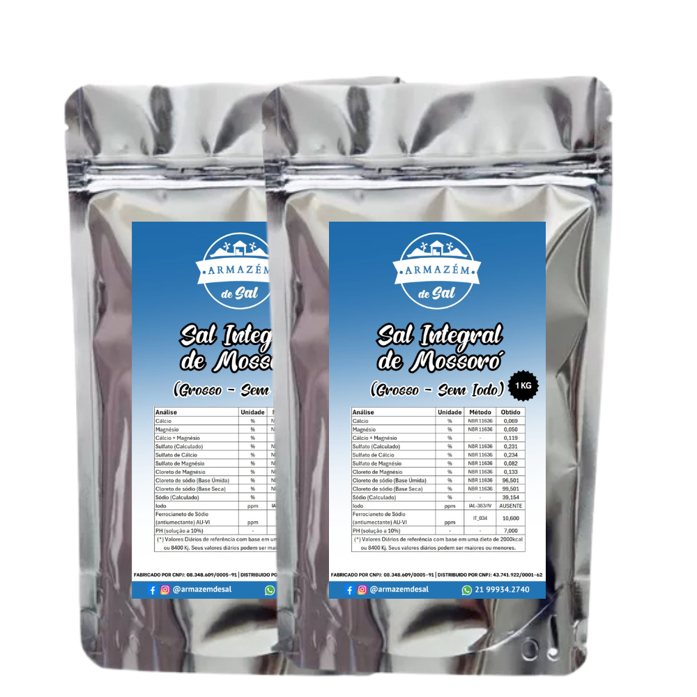 Sal Marinho Integral Grosso - Sem iodo - PROMOÇÃO KIT 2KG em Oferta na Shopee