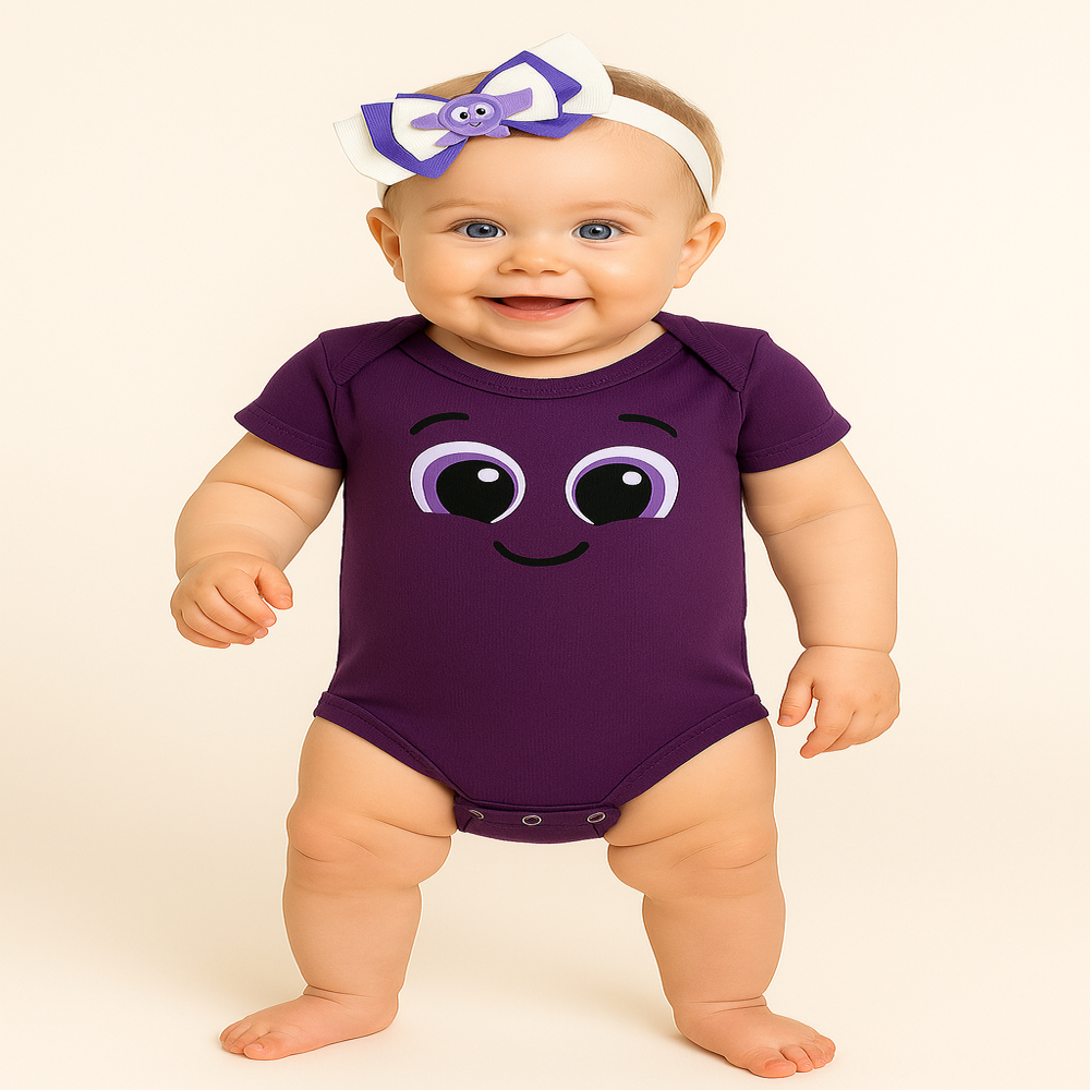 Body Bodie Fantasia roupa bebê mesversario tema bolofofo com laço