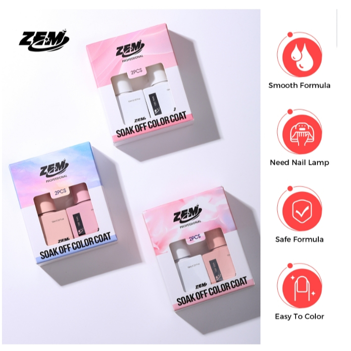 Kit 2 Esmaltes Professional Soak Off Color Coat 10ml - ZEM