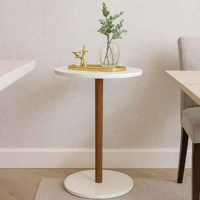 Mesa lateral Azuma Decor na cor Off White Redonda com base redonda em Oferta na Shopee