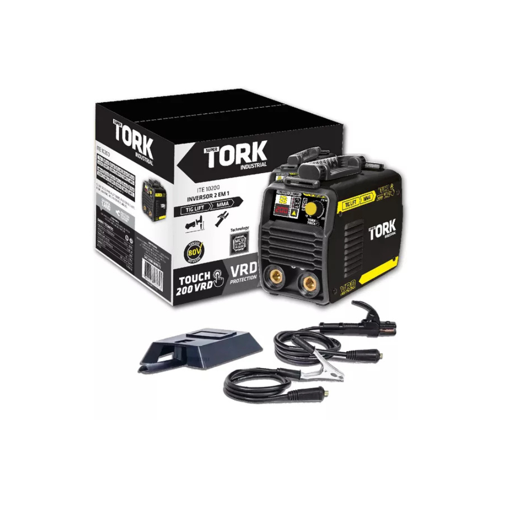 Inversora de Solda 200A Bivolt 2 em 1 Eletrodo TIG-Lift Uso Industrial - ITE-10200-BV - Super Tork