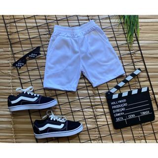 Bermuda ou Short Infantil Masculino e Feminino Branco Uniforme Escolar. em Oferta na Shopee
