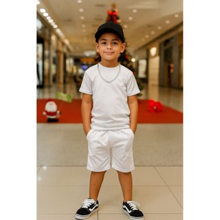 Conjunto Infantil Bermuda de chimpa Masculino Menino Branco. em Oferta na Shopee