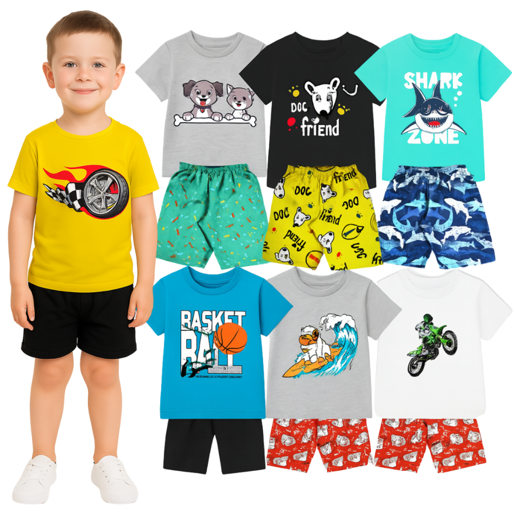 Kit 2 Peças Premium Infantil Menino Verão Conjuntos Confortável em Oferta na Shopee