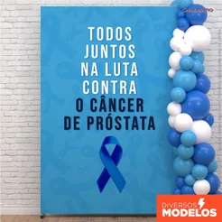 Painel Novembro Azul Retangular 1,50x2,20m Decoração Campanha Conscientização Sublimado Tecido