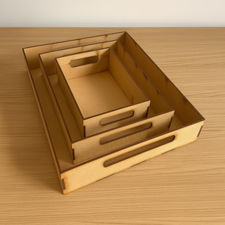 Bandeja MDF Cru Reta Lisa Simples Com Alças Decoração Três Tamanhos em Oferta na Shopee