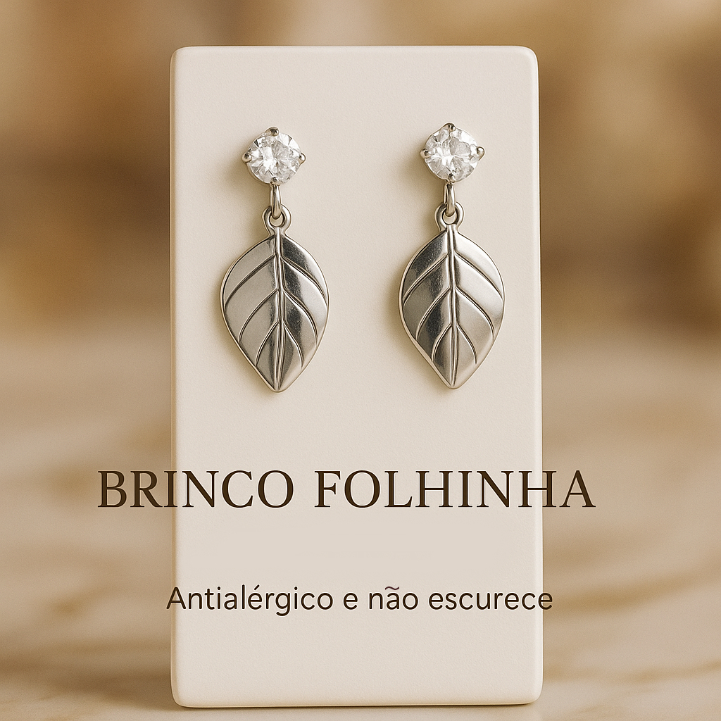 Brinco Folhinha Aço Inoxidável | Antialérgico | Não Escurece | Feminino Delicado