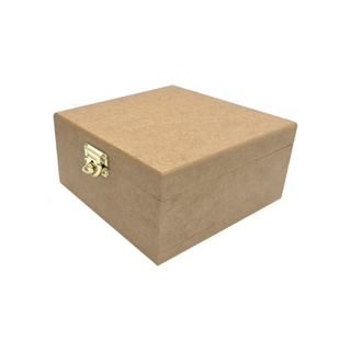 Caixa MDF Cru Lisa 20x20x10cm com Fecho Cadeado e Dobradiças – Ideal para Presente e Personalização em Oferta na Shopee