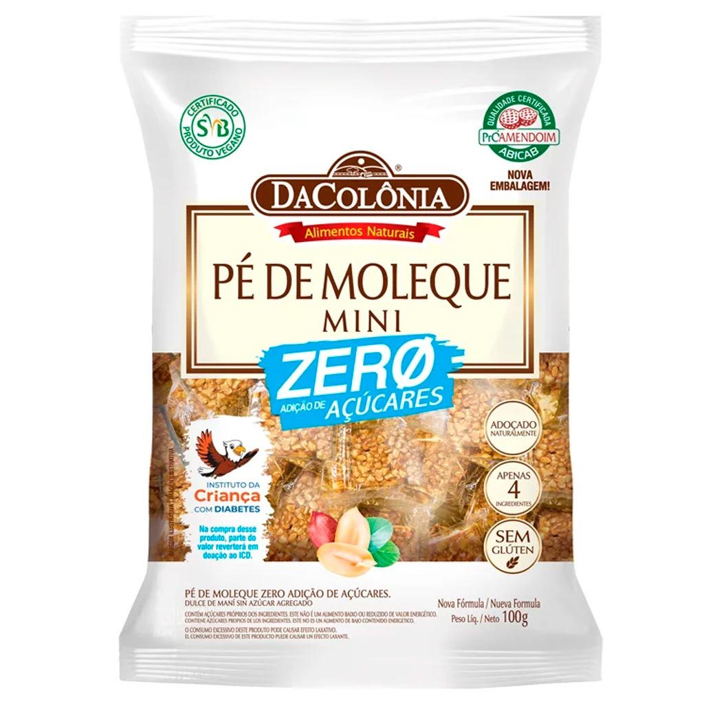 Pé de Moleque Zero Açúcar 100g - Dacolônia