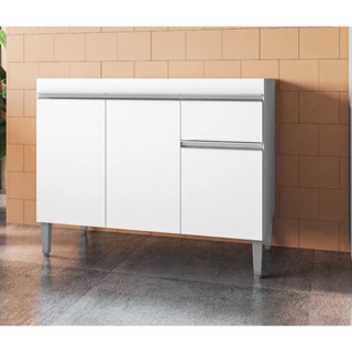 Balcão para pia de 1,20 Tatiane Branco Brilhante - Sem Tampo em Oferta na Shopee