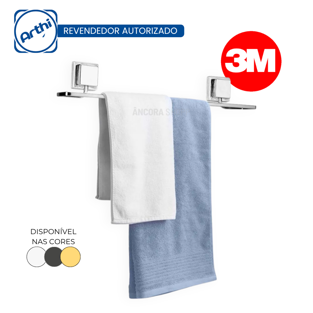 Suporte Porta Toalha Banho Banheiro Sem Furo Fixação Fita Dupla Face 3M Resistente Arthi em Oferta na Shopee