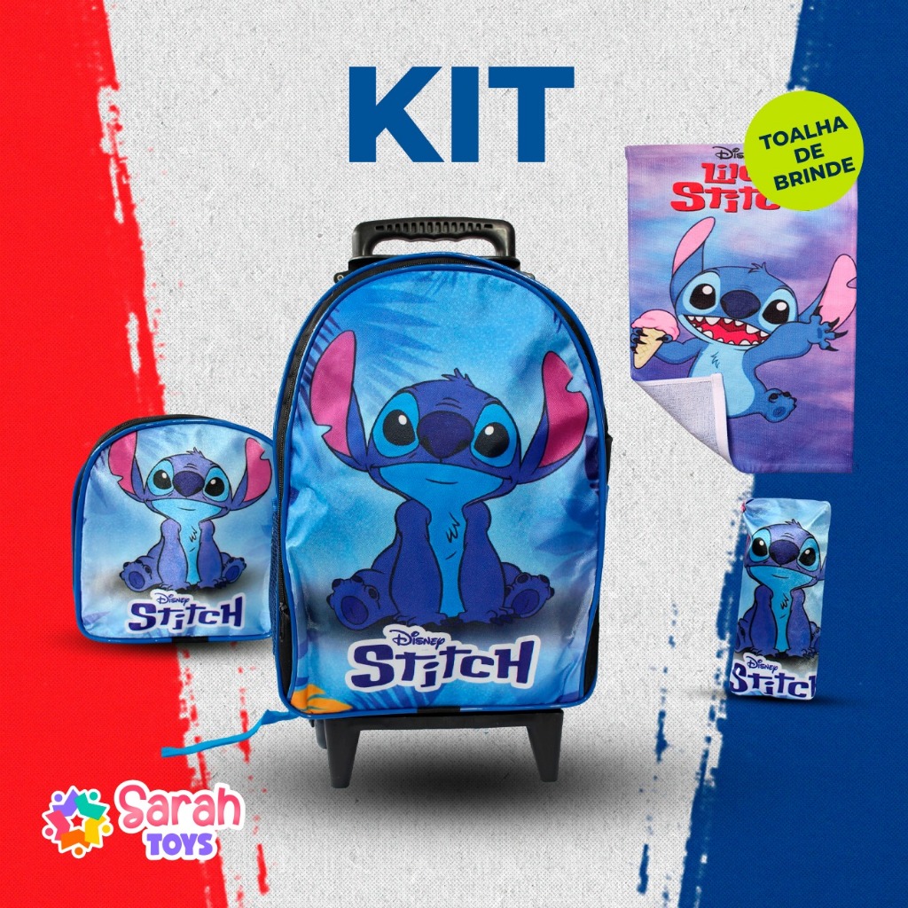 MOCHILA ESCOLAR C/ RODINHAS MENINOS E MENINAS+ ESTOJO + LANCHEIRA E + BRINDE **1TOALHA LAVABO em Oferta na Shopee