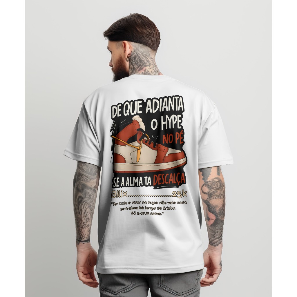 Camiseta Oversized Streetwear Feminina e Masculina Blusa Larga Gola Canelada Cristã Hype