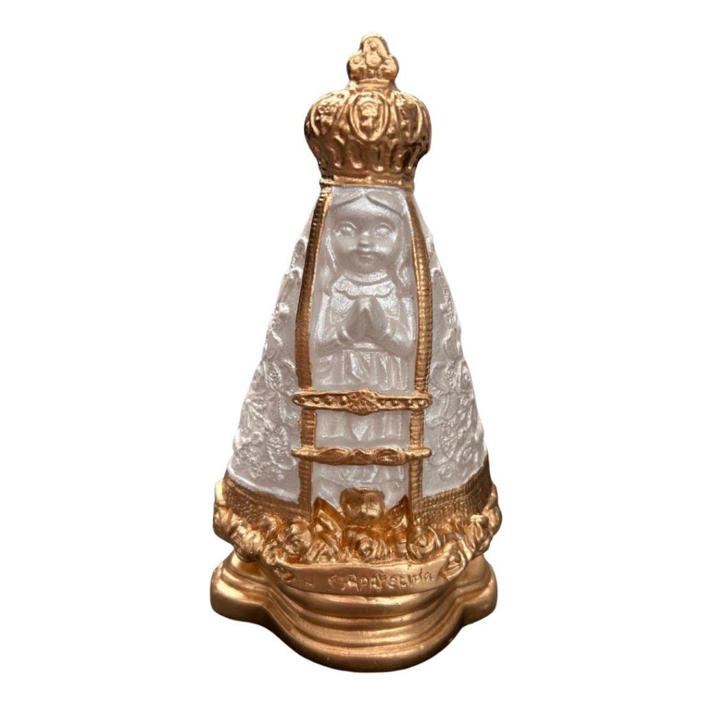 NOSSA SENHORA APARECIDA BABY 15CM BRANCO PEROLADO COM DETALHES DOURADO