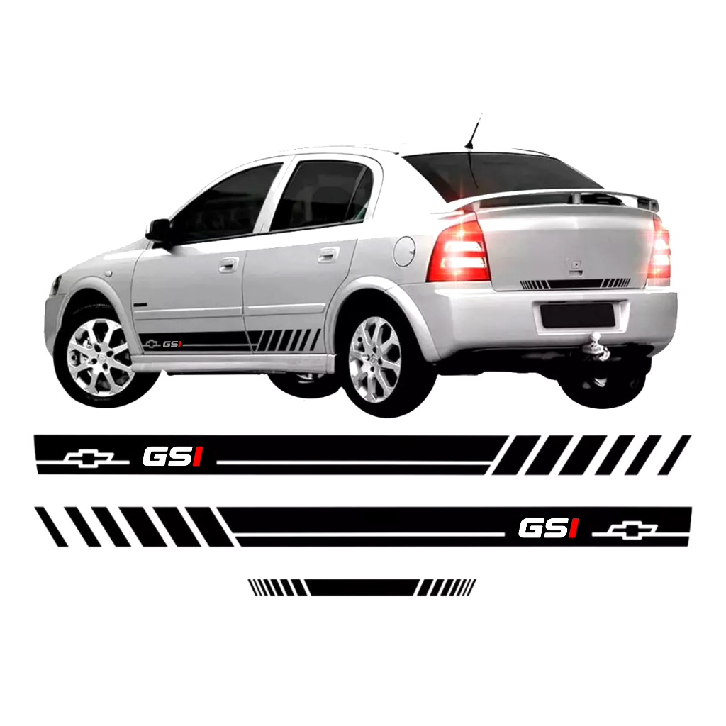 Kit 3 Adesivos Astra GSI 1999/2011 Faixas Laterais e Traseira Personalizado Carro Tuning Sport CH58