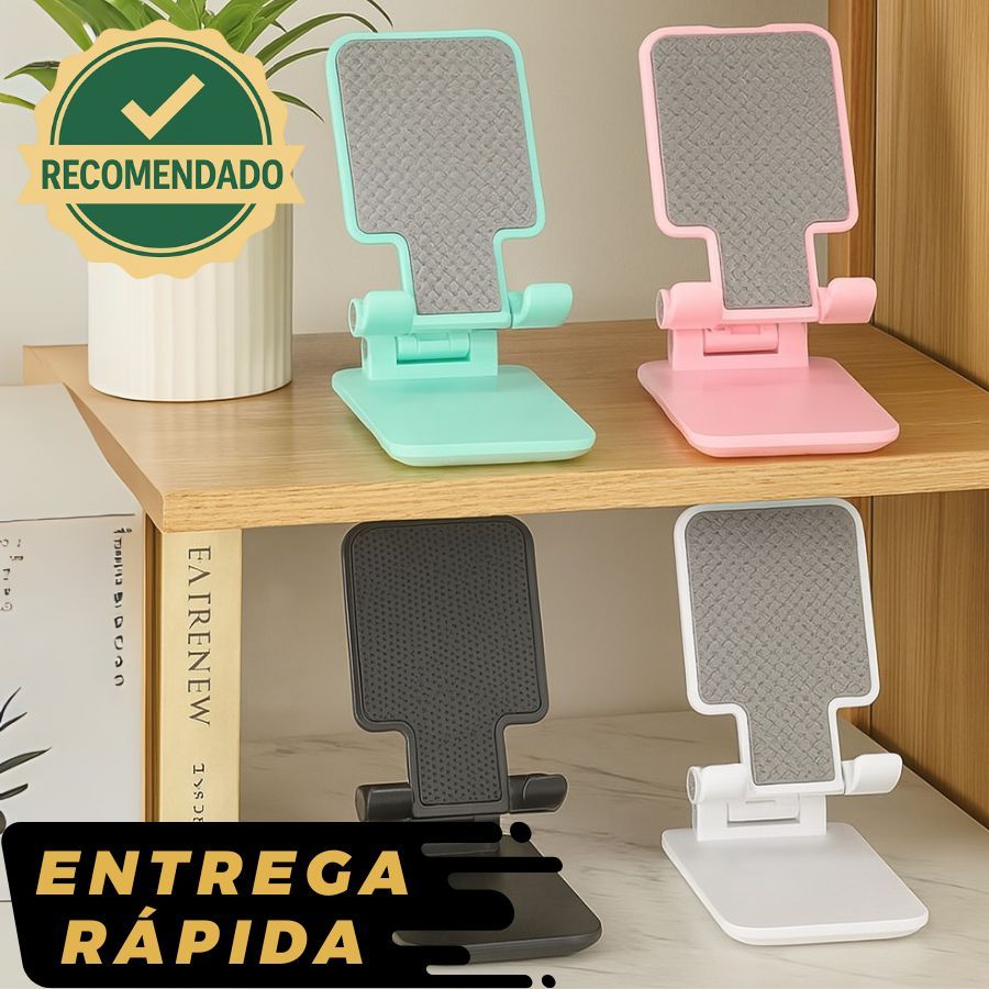 Suporte Mesa Universal Dobrável ABS Reforçado Celular/Tablet Ajustável 180° - Portátil, Frete Grátis