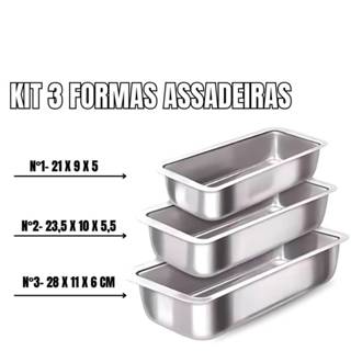 Kit com 3 Formas Assadeiras Pão Inglês Retangular Nº1 Nº2 e Nº3 Alumínio - Estamparia Leste em Oferta na Shopee