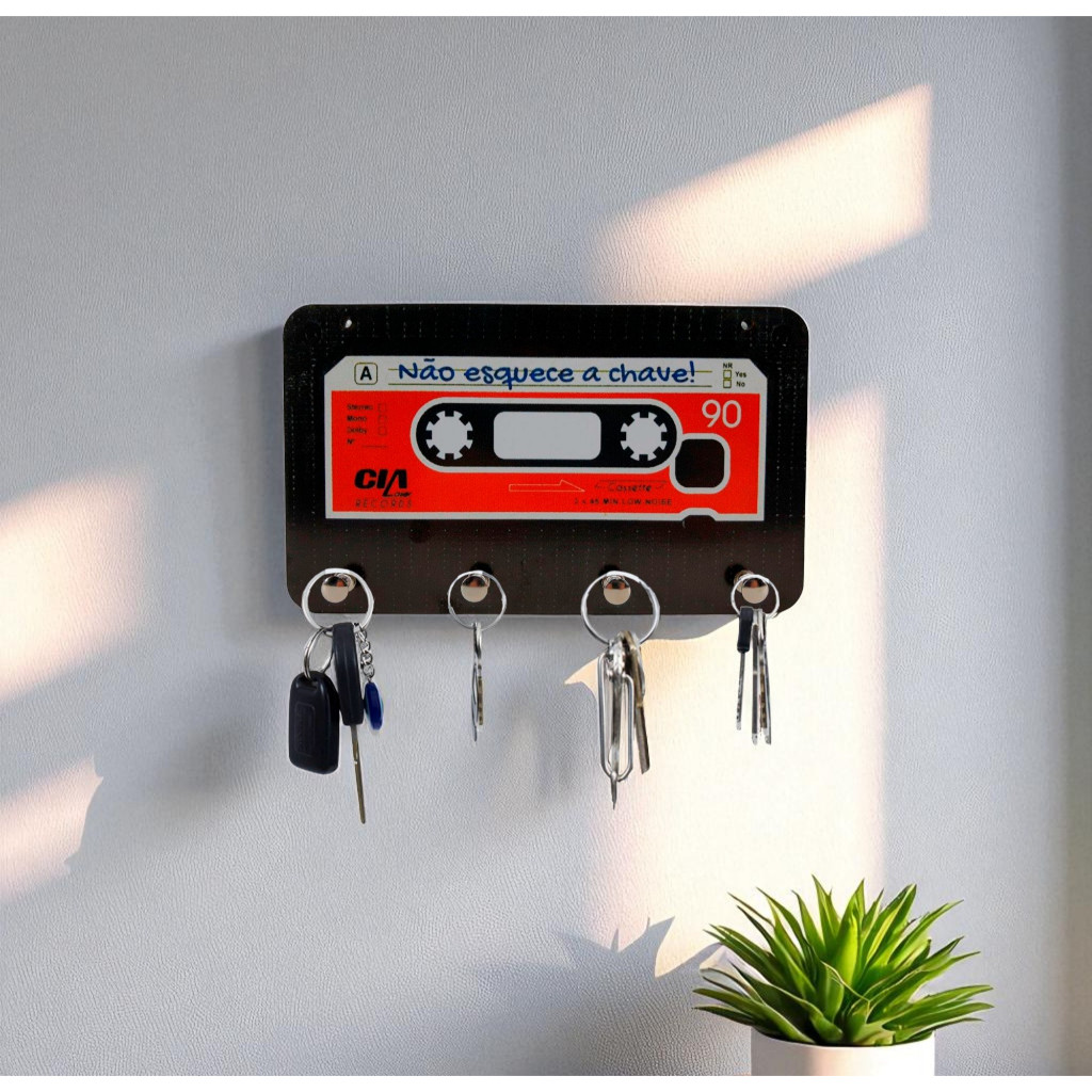Porta Chaves Decorativo Fita K7 Antiga Retrô Mdf