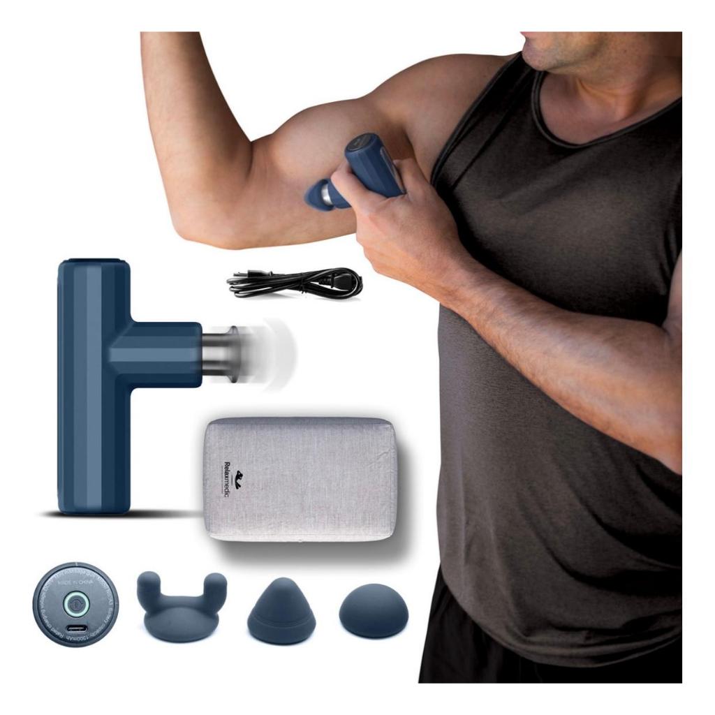 Massageador Elétrico Pistola Gun Mini Deep Therapy - Relaxmedic Cor Azul