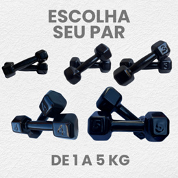 Par Halter Sextavado Emborrachado 1kg a 5kg Academia Musculação Treino Funcional Peso Livre Fitness