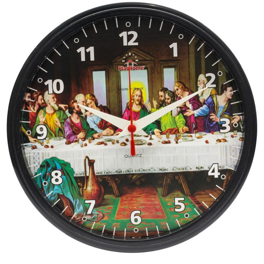 Relógio de Parede Redondo Ômega Preto Santa Ceia Plashome Sala Cozinha e Escritório e Decoraçaõ em Oferta na Shopee
