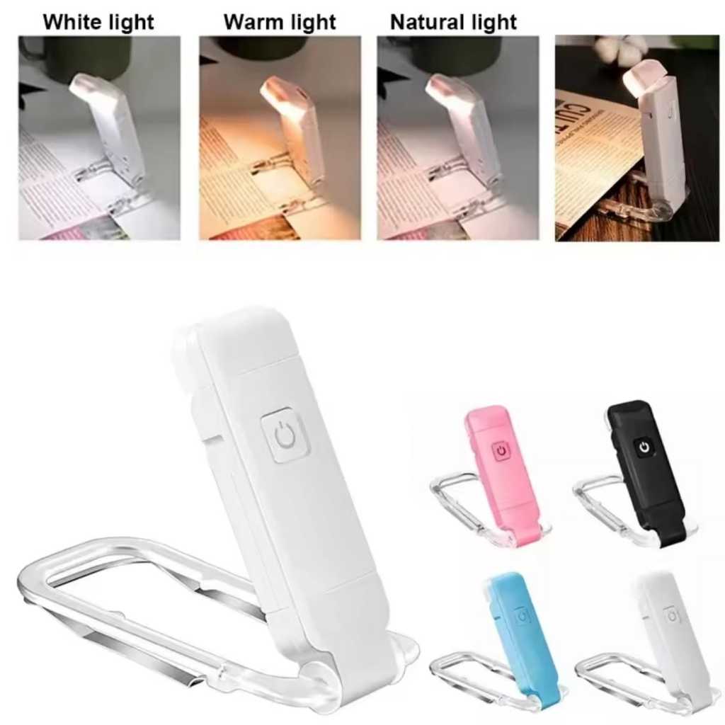 Mini Luminaria de LED Noturna, para Leitura de Livro, Recarregavel, Proteção para os Olhos, com Clipe 8217