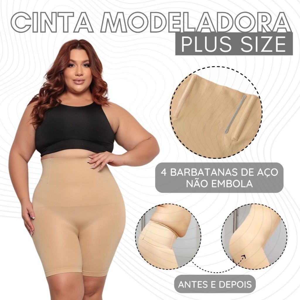 Bermuda Cinta Shorts Plus Size Até 54 Modeladora Feminina Alta Compressão Reduz Medidas Có...