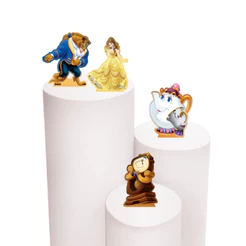Kit de Display 4 de 20cm Totens para Decoração de Festa Bela e a Fera em MDF Cortado a Laser