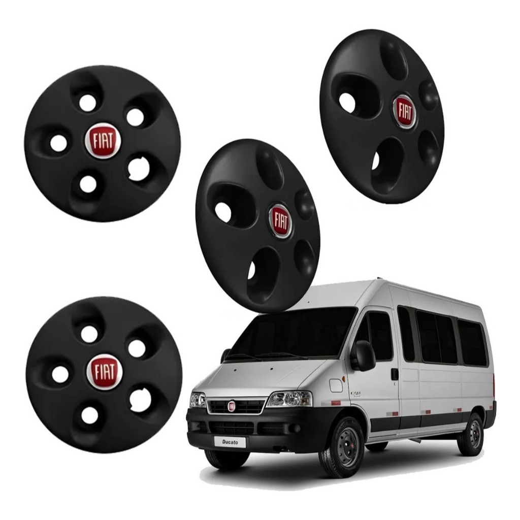 Calota Centro Roda 4un Aro 16 Preta Ducato Emblema Resinado