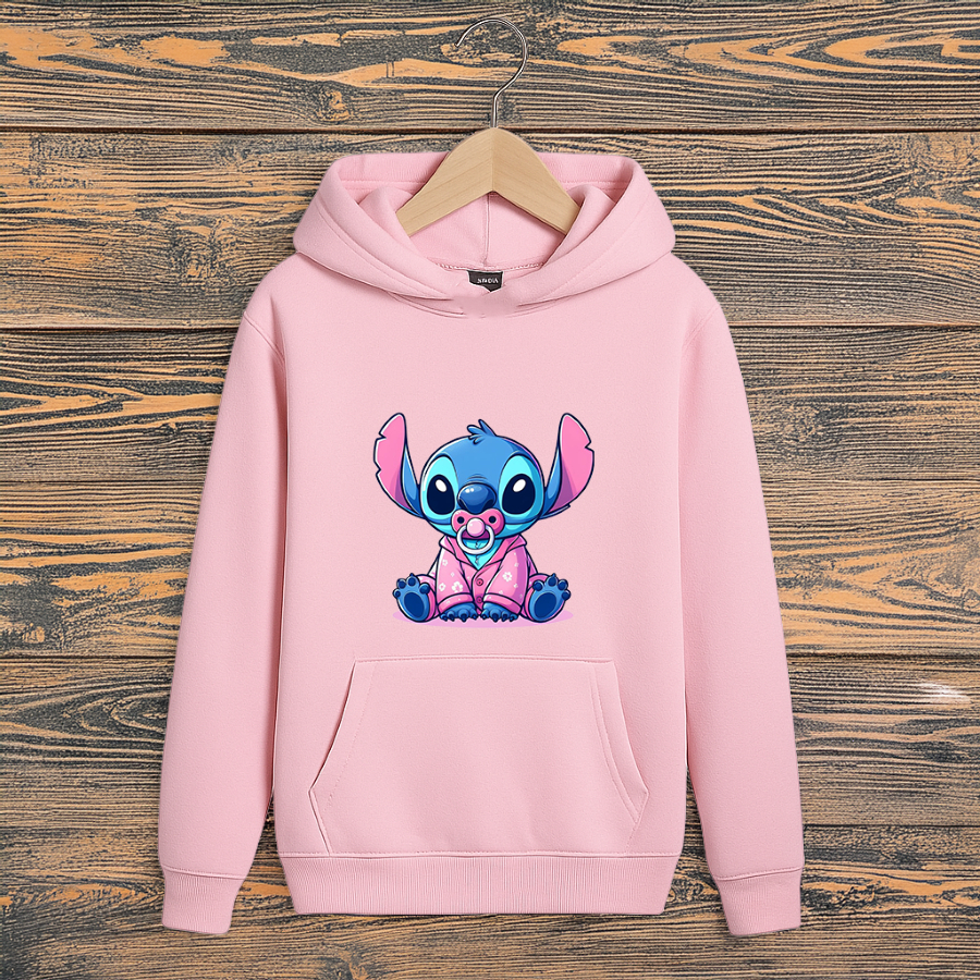 Blusa Moletom Infantil Lilo Stitch Bebê Casaco Inverno Canguru Capuz Frio Filme Desenho