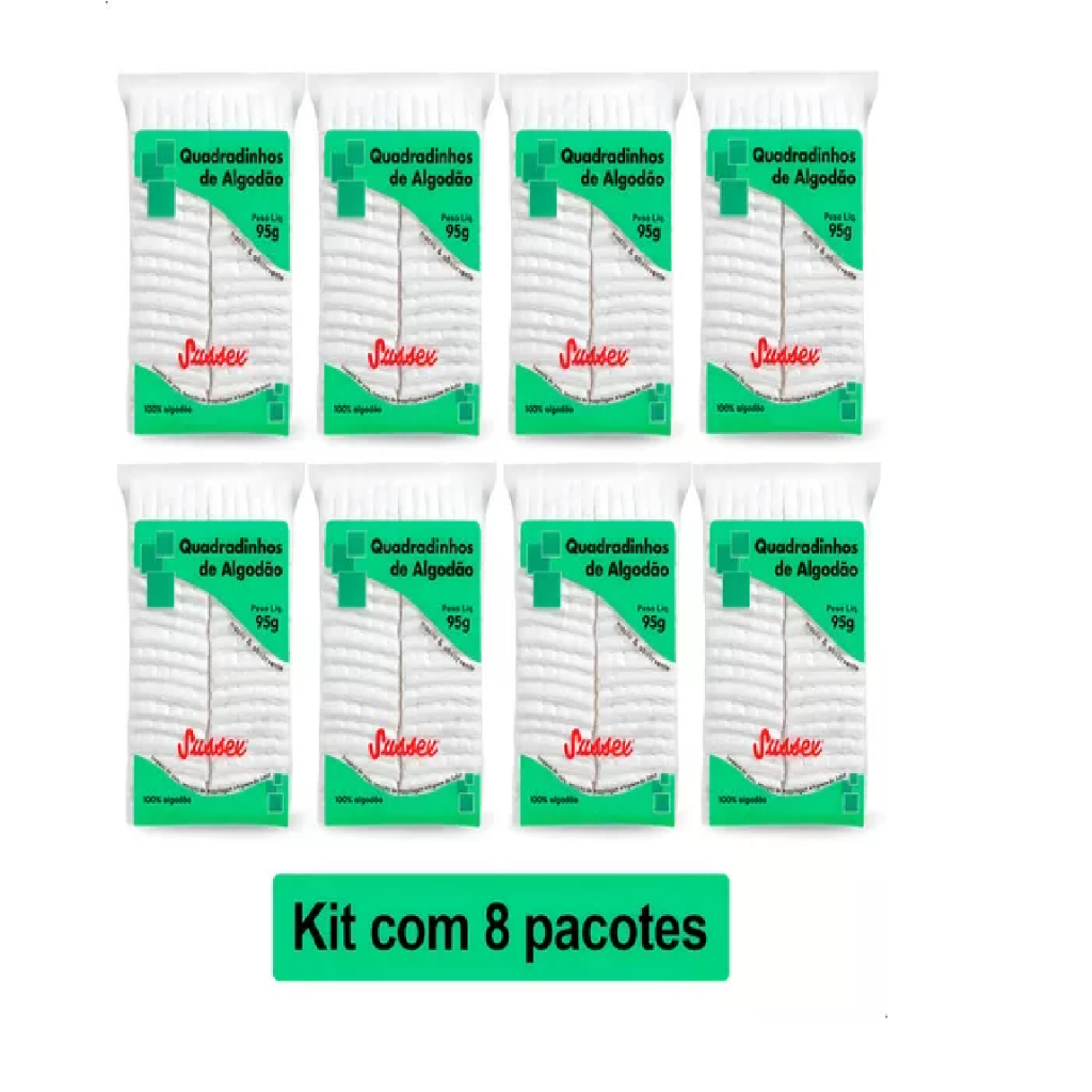Algodão Quadrado Sussex 95g Para Pele Sensível 8 Pacotes em Oferta na Shopee
