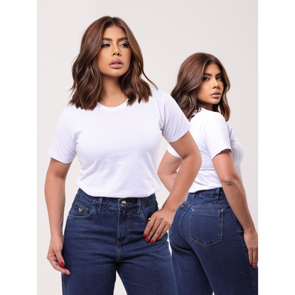 Blusa Feminina Estilosa Tendência Básica Lisa 100% Algodão Dia a Dia