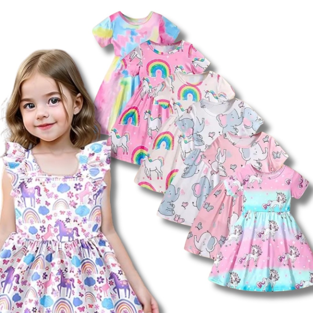 Kit 3 Vestido Floral De Princesa Menina Estampado Florido Verão Passeio Confortável