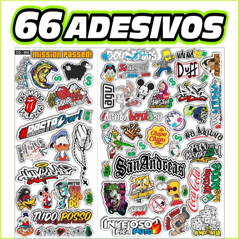 66 Adesivos para Moto, Bike, Carro e Skate - Marcas Motor Fuçado Grau 244 Humildade - APROVA D'AGUA