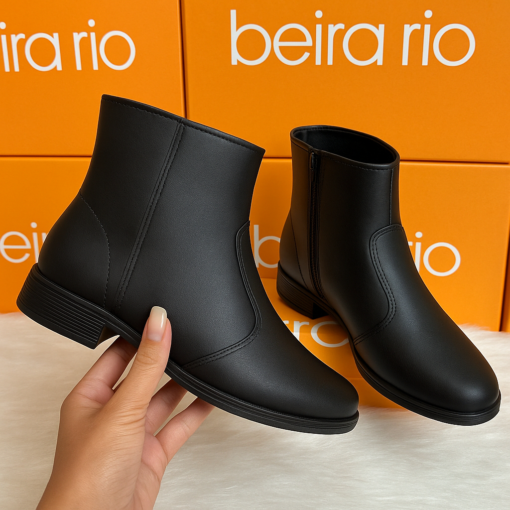Bota Beira Rio Cano Curto Feminina Ankle Boot Casual Macia
