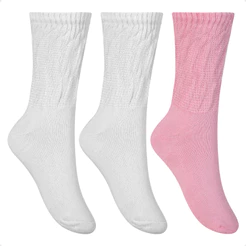 Kit 3 Pares De Meia Feminina Cano Alto Aeróbica Esporte Algodão Confortável Casual De Luxo Academia