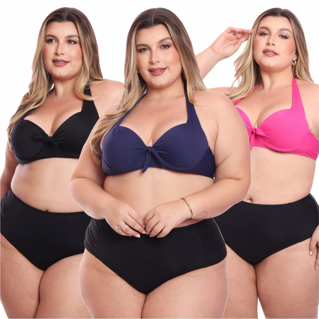 KIT 3 Sutiã Bojo Biquíni Praia Sustentação Plus Size Avulso Lingerie Confortável Moda Íntima