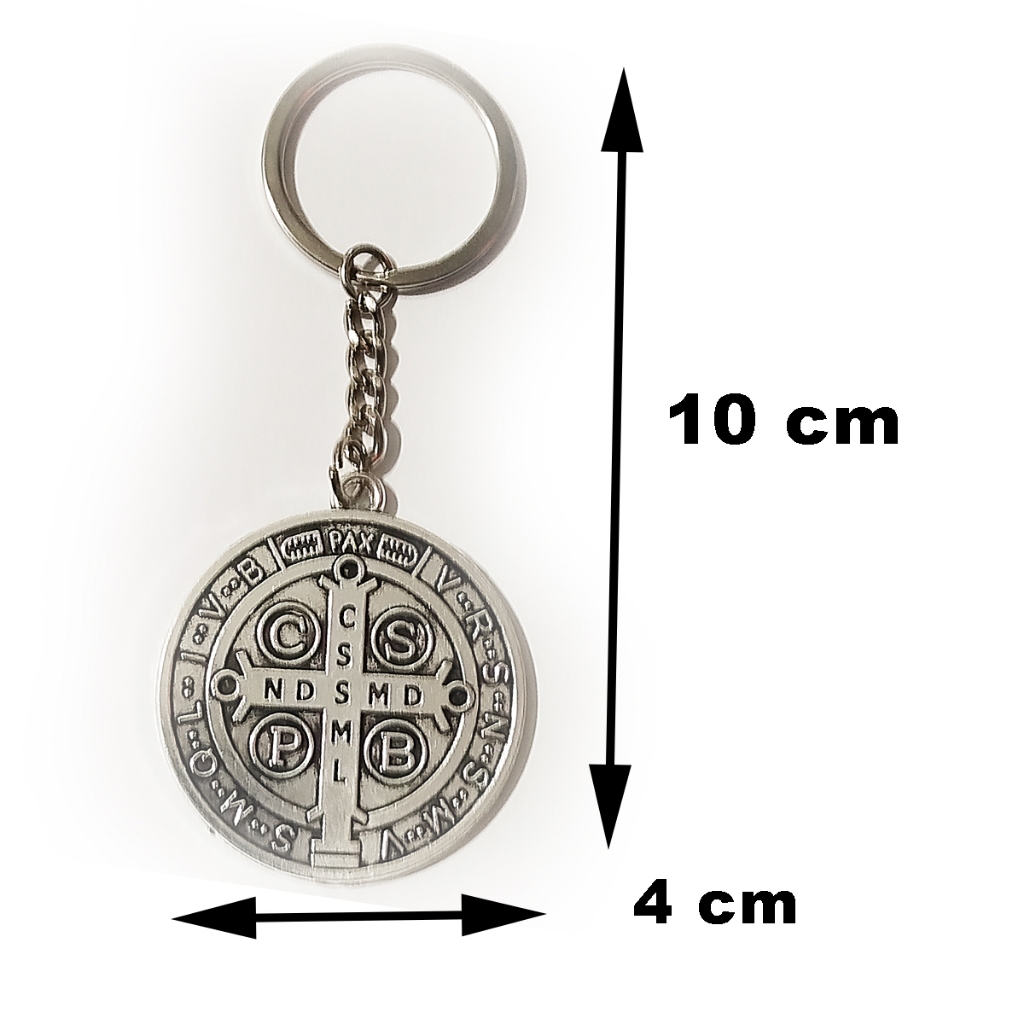 Chaveiro Medalha Escudo São Bento Em Metal Cor Prata - Unidade em Oferta na Shopee