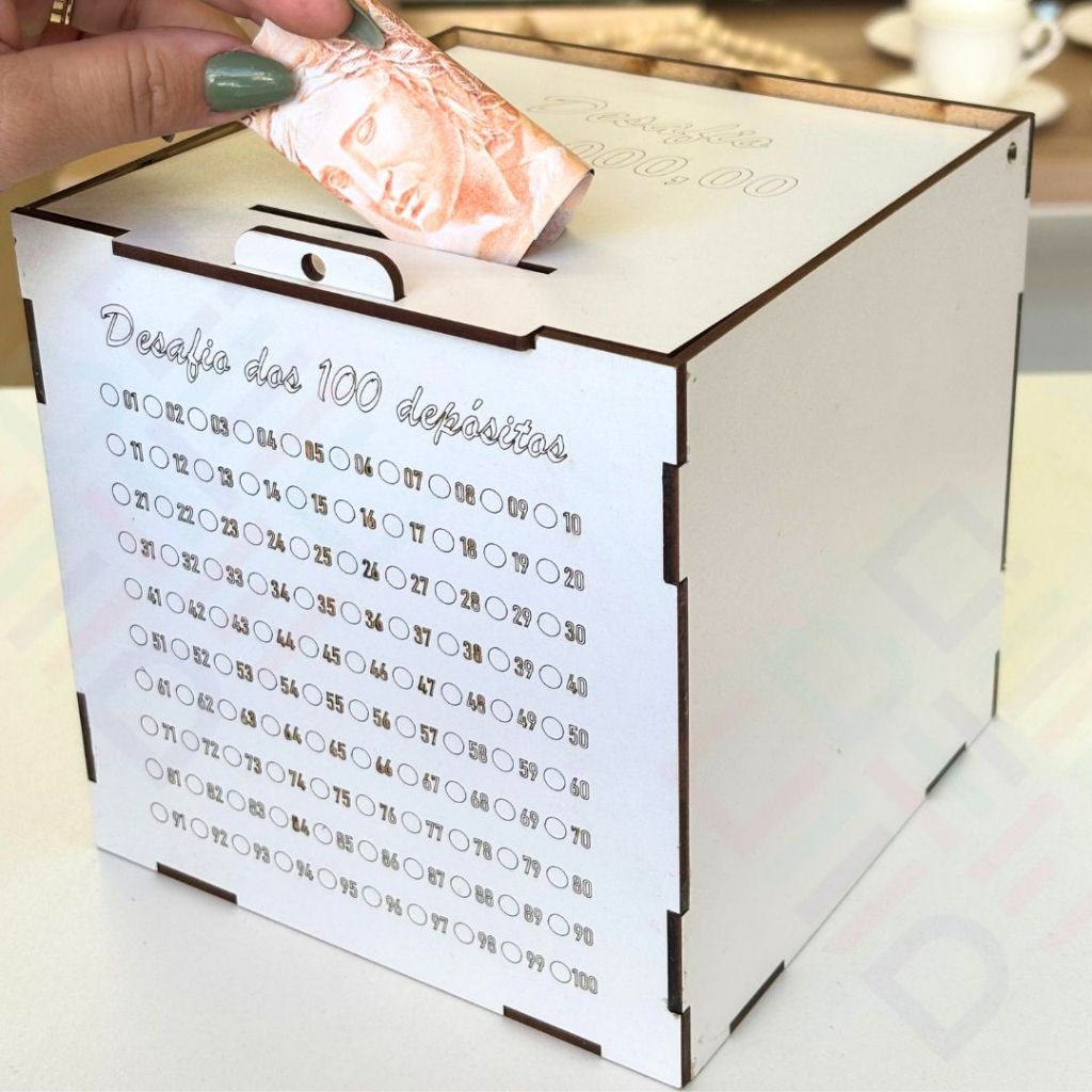 Cofre Para Juntar Dinheiro Desafio 5 mil Reais organize suas finanças poupança para economizar MDF