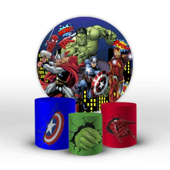 Kit Capas Sublimadas Painel E Trio De Cilindro Tecido C/elástico Herois Vingadores