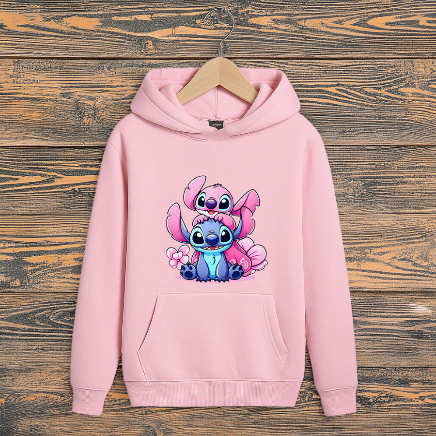 Blusa Moletom Infantil Lilo Stitch Cafune Casaco Inverno Canguru Capuz Frio Filme Desenho