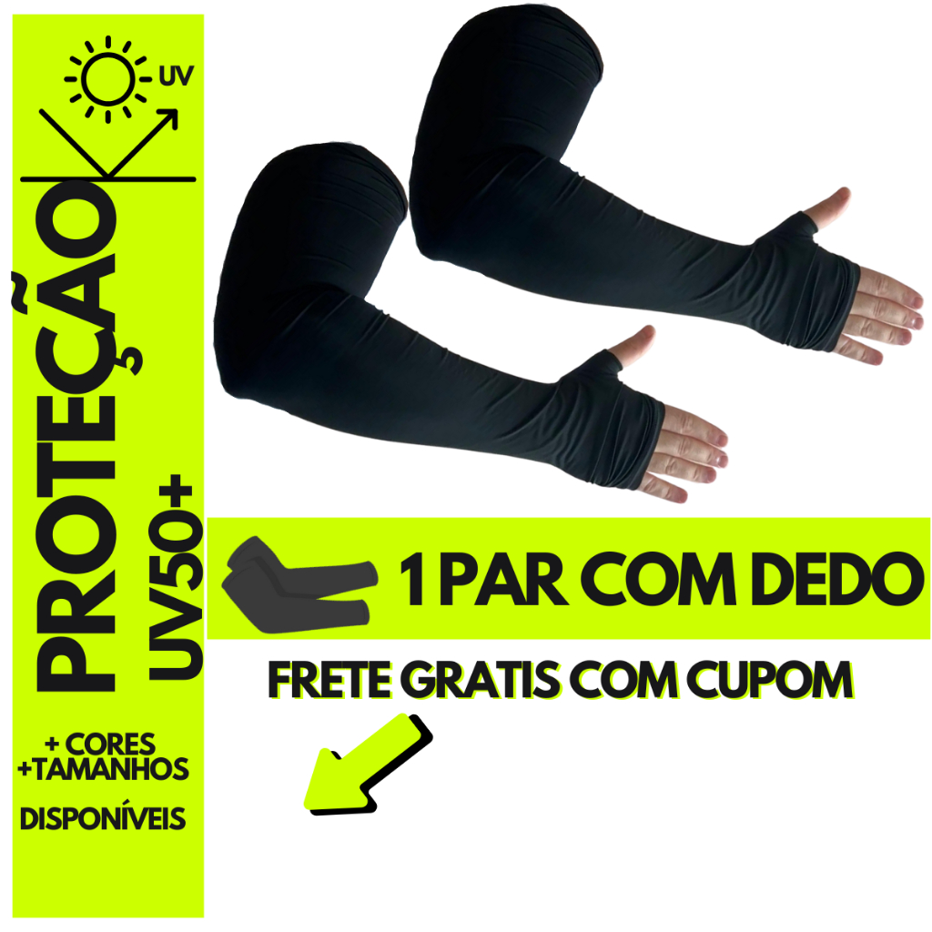 Par Manguito mangote com dedo dedeira proteção solar UV50+ corrida fitness entregador unissex Anema