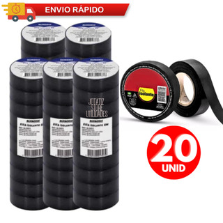 Fitas Isolante Jogo 20/ 15/ 05 Rolos Antichama Preta 5M De Isolamento Para Emendas De Fios E Cabos