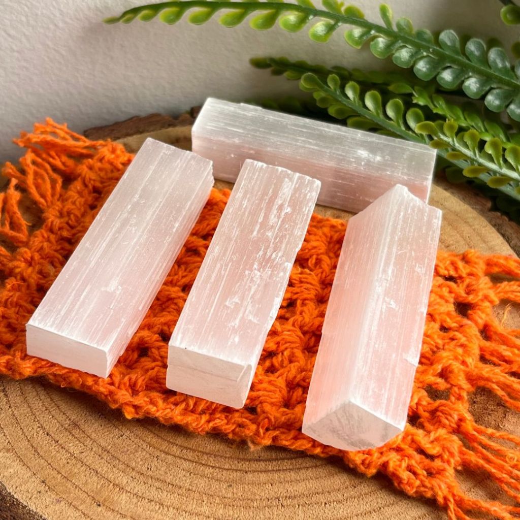 Bastão de Selenita Branca - Limpeza Energética - Pedra Natural Bruta
