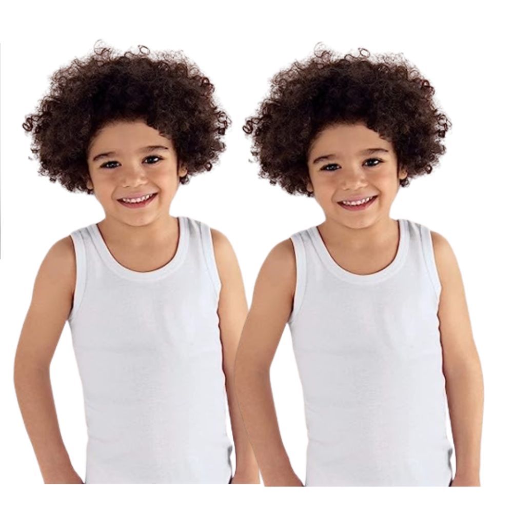 Kit Com 2 Camisas Regata 100% Algodão Branca Camiseta Menino 2 Anos Até 8 Anos